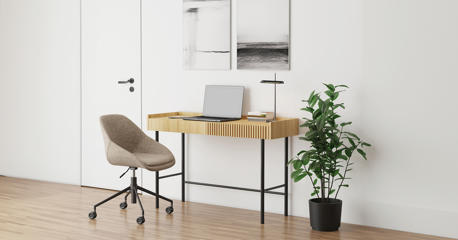 minimalistyczne biurko do małego pomieszczenia